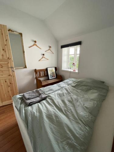 - une chambre avec un lit et une fenêtre dans l'établissement Ferielejlighed på Elmensbjerg, à Asperup