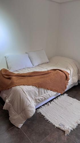a bed with two pillows on top of it at Departamento Santa Fe Oeste del Bicentenario in San Juan