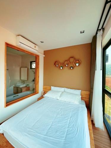 Cama o camas de una habitación en Chacha Tyme Pool Villa Khaoyai