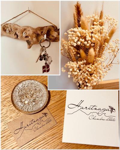 a collage of photos with a name and a bunch of flowers at HARITZAGA chambre d'hôte terrasse & jardin privé in Biarritz