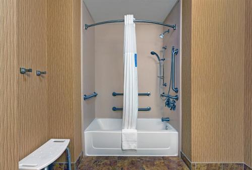 洛茲堡的住宿－洛爾茲堡希爾頓恆庭酒店，带浴缸和淋浴的浴室