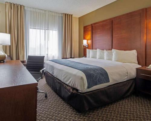 Habitación de hotel con cama grande y escritorio. en Comfort Inn & Suites Las Cruces Mesilla, en Las Cruces