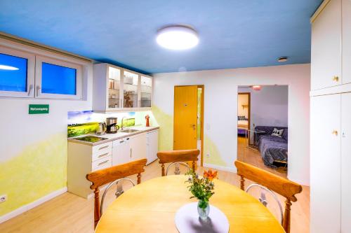 Dapur atau dapur kecil di Zum Engelreich ruhig, ländlich, stadtnah