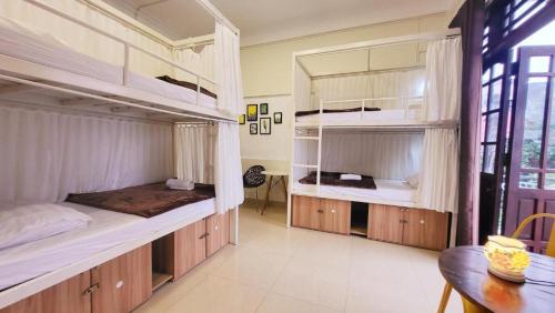 Giường trong phòng chung tại Amy 2 Hostel Hue