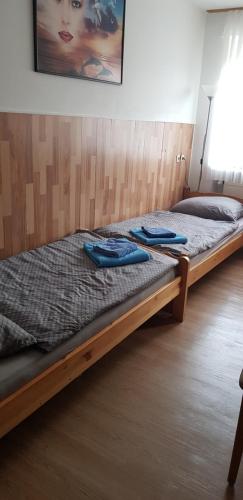 Postel nebo postele na pokoji v ubytování Haus am Brunnen