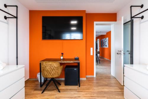 Ruang duduk di NECKARWESTHEIMER Appartement