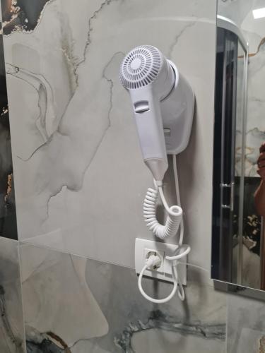 a hair dryer is plugged into a wall at Conacul Ancuței in Brad