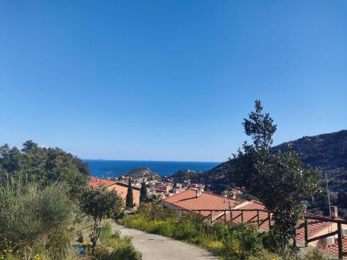a road leading down to a village with houses at Isola del Giglio casa Nico e casa Camilla Monticello Giglio Porto in Isola del Giglio