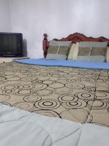 a bedroom with two beds and a flat screen tv at ESCOCIE-VA 1 in Quito