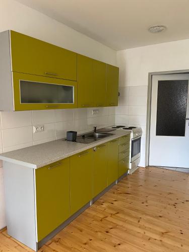 Kuchyň nebo kuchyňský kout v ubytování Apartmán Pod Jánským Vrchem