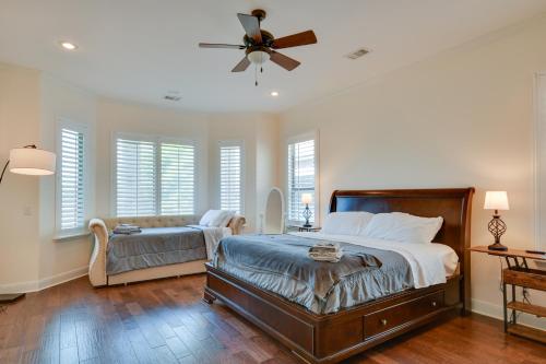 a bedroom with a bed and a ceiling fan at Spacious Amarillo Home 6 Mi to Downtown! in Amarillo