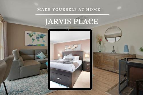 a collage of a bedroom and a living room at Jarvis Place Spacious 3BR house with a cosy log fire & luxury spa bath in Kalgoorlie
