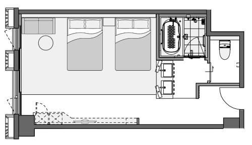 a floor plan of a house at KAYA Kyoto Nijo Castle, BW Signature Collection by Best Western in Kyoto