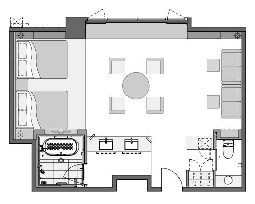 a floor plan of a building at KAYA Kyoto Nijo Castle, BW Signature Collection by Best Western in Kyoto