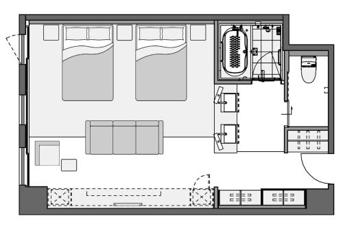 a floor plan of a house at KAYA Kyoto Nijo Castle, BW Signature Collection by Best Western in Kyoto