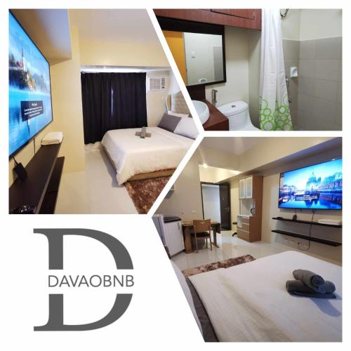a collage of three pictures of a hotel room at Avida Davao by davaobnb & Lemonique Homes in Davao City