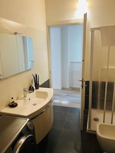 a bathroom with a sink and a shower at Loft Eburnea 13 in Perugia