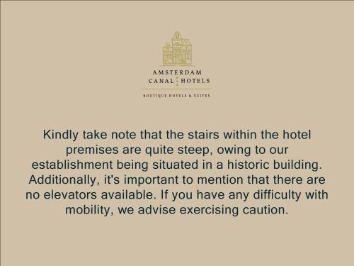 a screenshot of a text message about a hotel at Amsterdam Canal Hotel in Amsterdam