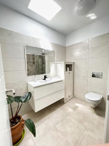 TeguitarにあるVilla Samaraのトイレと洗面台を備えた白いバスルーム