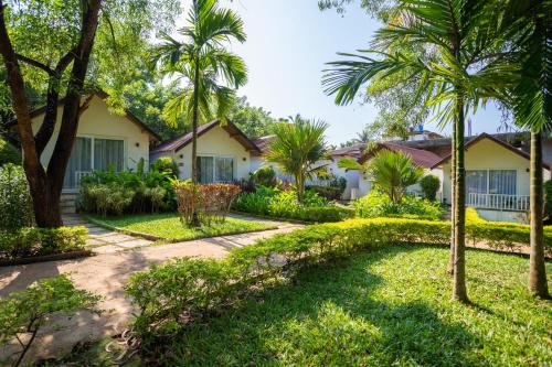 szereg domów z palmami i chodnikiem w obiekcie White Woods Resort, Morjim w mieście Morjim