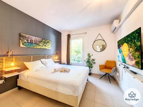 Katil atau katil-katil dalam bilik di T3 - Tropical Lodge - 3 étoiles - 65m2 - Saint-Pierre