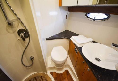 a small bathroom with a toilet and a sink at Special Yacht Rental in Gocek in Fethiye