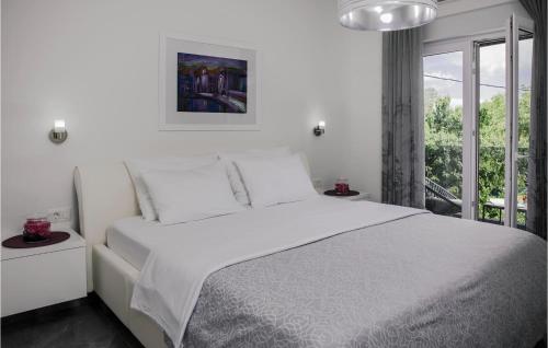 een slaapkamer met een wit bed en een raam bij Beautiful Home In Glavina Gornja With Wifi in Gornja Glavina