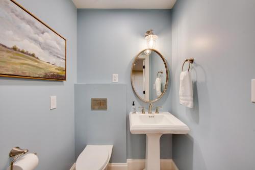 a bathroom with a sink and a mirror at Patio and Yard Newly Built Retreat in Ronks! in Ronks