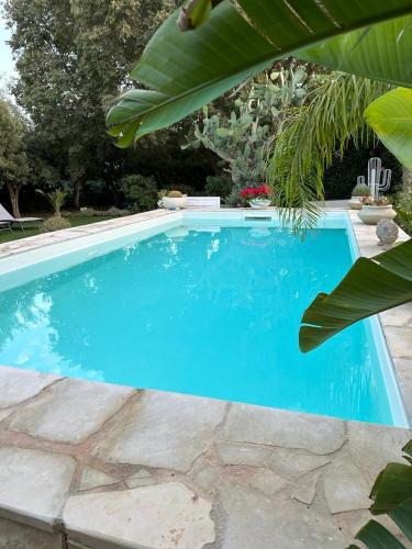 a large blue swimming pool in a yard at Oasi di Campagna in Modica