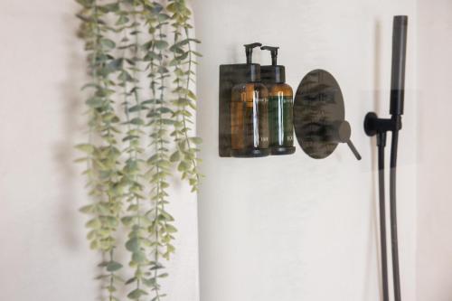 a bathroom with a plant on the wall at Gèa Athenian Suites in Athens