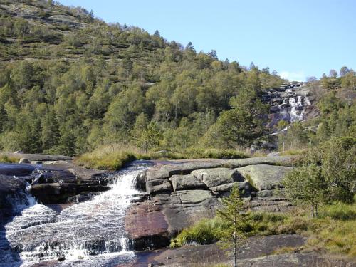 a waterfall on the side of a river at Holiday Home Revenbu by Interhome in Fossdal