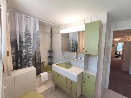 a bathroom with a sink and a shower at Apartment Regina by Interhome in Davos