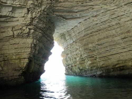 a view from the water in a cave at Olive&Sea Villa-OLIVE in Mattinata