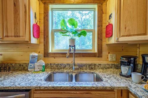 a kitchen counter with a sink and a window at The Honeycomb Hideaway in Sevierville
