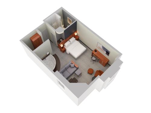 a rendering of a room with a bedroom at Courtyard by Marriott Waterloo St. Jacobs in Waterloo