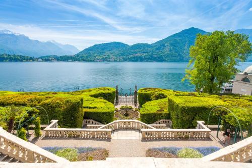 a view of the lake from the palace at Villa Tremezzo in Tremezzo