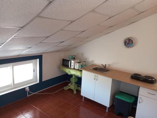 cocina con encimera y lavabo en una habitación en Sótão dos Avós do Monte Beatriz, en Reguengos de Monsaraz