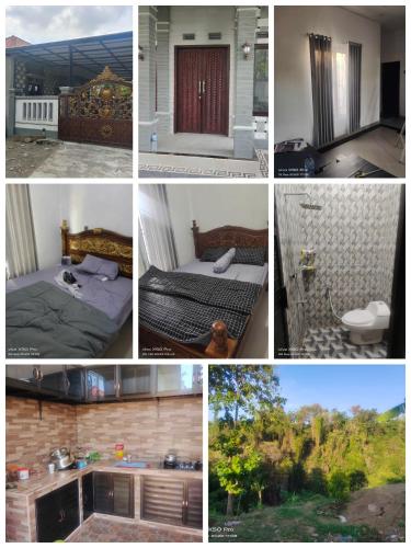 a collage of different pictures of different rooms at Sukayadnya house 3 in Sukasada