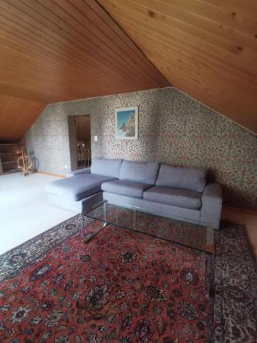 a living room with a couch and a rug at NEB-Thun Haus in Thun für 8 Pax in Thun