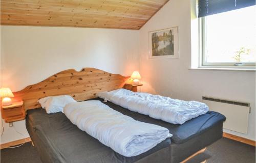 OksbølにあるGorgeous Home In Oksbl With Kitchenのベッドルーム1室(大きな枕2つ、ベッド1台付)