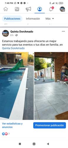 un collage de deux photos d'une piscine dans l'établissement Quinta DonAmado, à Areguá