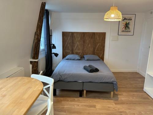 Tempat tidur dalam kamar di Sceaux - Appartement de Charme dans Maison