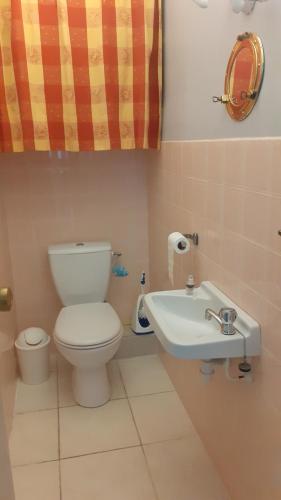 une salle de bain avec toilettes et lavabo dans l'établissement 50 m2 - Le PORT, HYERES, à Hyères