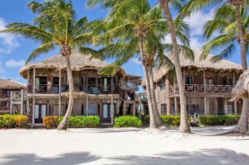 a house on the beach with palm trees at Villas De Isla Bonita in San Pedro