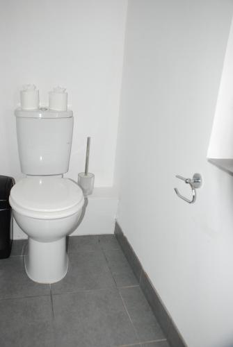 a bathroom with a white toilet in a room at 3 Bed Semi sleeps 7 in Oxford in Oxford