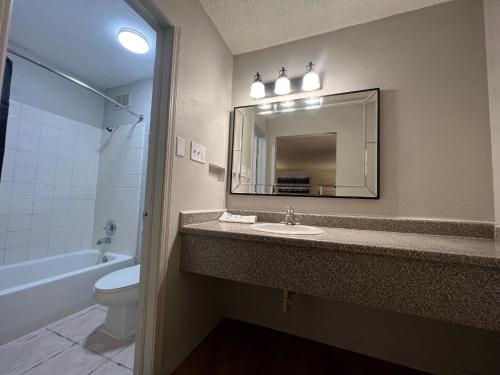 A bathroom at ECONOMY INN AND SUITES