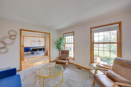 a living room with a couch and a table at Game Room and Covered Patio Hummelstown Hideaway in Hummelstown