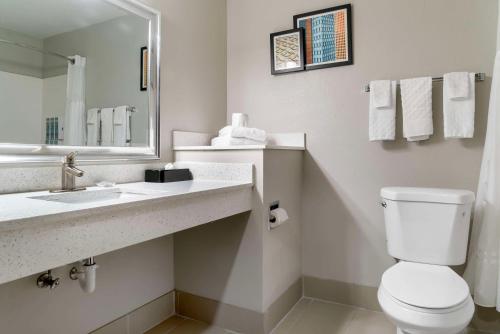 a bathroom with a toilet and a sink and a mirror at Best Western Clare Hotel in Clare