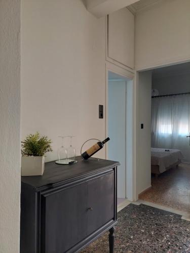 Postel nebo postele na pokoji v ubytování MG elounda apt