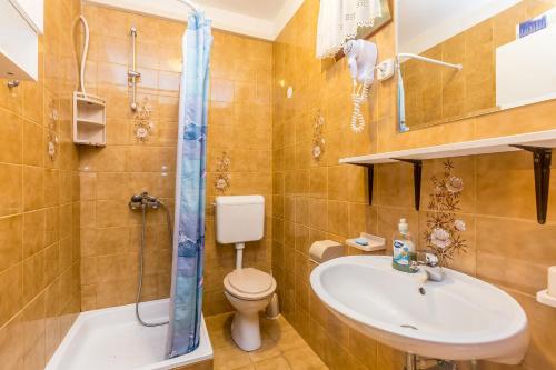 a bathroom with a sink and a toilet and a shower at Apartments with a parking space Njivice, Krk - 5325 in Njivice